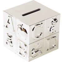 Elegant Baby Silver Plated Abc Block Bank Elegant Baby Silver Plated Abc Block Bank