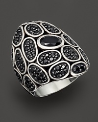 Faceted black chalcedony and black sapphires add dark glamour to pebbled sterling silver. From the Kali collection by John Hardy. Faceted black chalcedony and black sapphires add dark glamour to pebbled sterling silver. From the Kali collection by John Hardy.