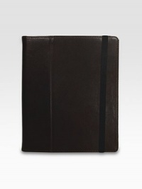 Hinged leather cover folds back to create a stable easle, allowing you to work horizontally or vertically. Four inner leather-wrapped corners and a chamois-cloth lining secure and protect your iPad.Hand-crafted leather8W X 9¾HMade in USA