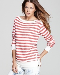 Earn your fashion stripes in a playful Red Haute sweatshirt. Side zippers add an extra touch of fun to this weekend must-have. Earn your fashion stripes in a playful Red Haute sweatshirt. Side zippers add an extra touch of fun to this weekend must-have.
