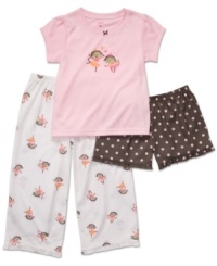 Mix and match the prints with this monkey ballerina jersey tee, shorts and pajama pants set from Carter's. Mix and match the prints with this monkey ballerina jersey tee, shorts and pajama pants set from Carter's.