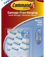 Command Medium Refill Strips, Clear, 9-Strip
