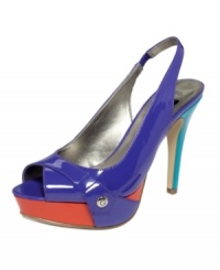 Crazy for colorblocking? Step into these cute G by Guess Cabelle platform pumps. Crazy for colorblocking? Step into these cute G by Guess Cabelle platform pumps.