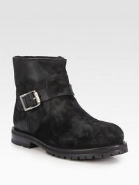 Destined to be a winter favorite, this rugged suede biker style features a cozy, shearling lining for added warmth and protection.Suede upperLeather liningPadded insoleRubber soleMade in Italy Destined to be a winter favorite, this rugged suede biker style features a cozy, shearling lining for added warmth and protection.Suede upperLeather liningPadded insoleRubber soleMade in Italy