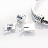 925 Sterling Silver Ring Shape Charm with Graduation Cap Dangle for Pandora, Biagi, Chamilia, Troll and More Bracelets