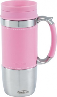 Trudeau Board Room 16-Ounce Travel Mug, Pink