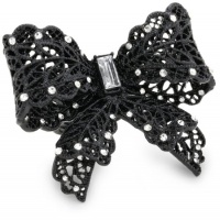 Betsey Johnson Iconic Jet Filigree Bow Stretch Ring, Size 7.5 Betsey Johnson Iconic Jet Filigree Bow Stretch Ring, Size 7.5