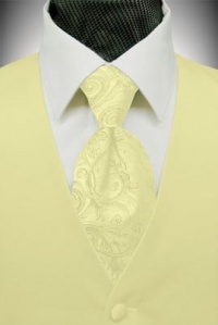 Tuxedo Vest - Solid Satin Banana with Coordinating Tapestry Tie Tuxedo Vest - Solid Satin Banana with Coordinating Tapestry Tie