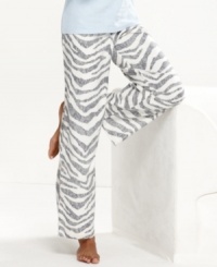 Take a mental break from the cold with the cool zebra print of these soft, flannel pajama pants by Alfani.