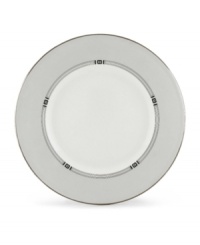 An art deco inspired design, platinum trim and metallic dots lend the Westerly Platinum accent plate sophisticated polish. This versatile collection perfectly coordinates with a variety of stemware and table linens. An art deco inspired design, platinum trim and metallic dots lend the Westerly Platinum accent plate sophisticated polish. This versatile collection perfectly coordinates with a variety of stemware and table linens.