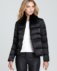 With a flattering cinch waistline and sumptuous fur collar, this Theory jacket is winter's must-have layer: warm and cool at the same time. With a flattering cinch waistline and sumptuous fur collar, this Theory jacket is winter's must-have layer: warm and cool at the same time.