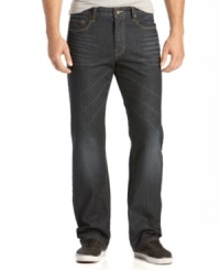 Dial down your denim with the dark wash and sleek straight leg of these American Rag jeans.