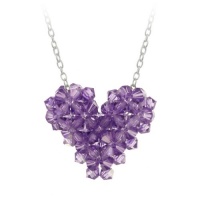 Sterling Silver Lavender Swarovski Elements Heart Pendant Necklace on Rolo Chain, 16+3 Extender Sterling Silver Lavender Swarovski Elements Heart Pendant Necklace on Rolo Chain, 16+3 Extender