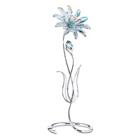 The beautiful Dellaria is made of Aurora Borealis crystal which refracts light, changing color at different angles. There is a bud and accents on the stamen in Aquamarine crystal. The flower comes with leaves on a silvertone metal stand. This large flower adds a beautiful touch to any home. The beautiful Dellaria is made of Aurora Borealis crystal which refracts light, changing color at different angles. There is a bud and accents on the stamen in Aquamarine crystal. The flower comes with leaves on a silvertone metal stand. This large flower adds a beautiful touch to any home.