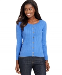 A cable-knit sweater is a must-have for the chillier season and this petite version from Karen Scott is a great find! A cable-knit sweater is a must-have for the chillier season and this petite version from Karen Scott is a great find!