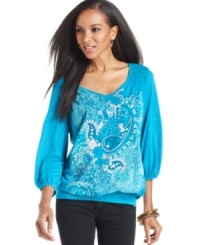 Style&co.'s latest top features a fabulous paisley-inspired print and a stylish silhouette. Style&co.'s latest top features a fabulous paisley-inspired print and a stylish silhouette.