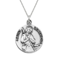 St. Genevieve Pendant Medal - Sterling Silver