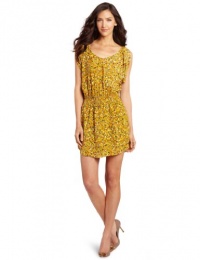 BCBGeneration Women's Shirred Shoulder Dress, Dijon Multi, Small