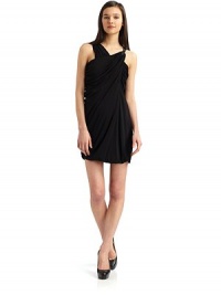THE LOOKOne asymmetric ruched shoulder strap; one buckled leather shoulder strapFront asymmetric draped panelBack ruchingTHE FITAbout 38 from shoulder to hemTHE MATERIALRayonCARE & ORIGINDry cleanImportedModel shown is 5'10½ (179cm) wearing US size 4. THE LOOKOne asymmetric ruched shoulder strap; one buckled leather shoulder strapFront asymmetric draped panelBack ruchingTHE FITAbout 38 from shoulder to hemTHE MATERIALRayonCARE & ORIGINDry cleanImportedModel shown is 5'10½ (179cm) wearing US size 4.