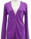 Ralph Lauren Purple Passion Silk/Cashmere Long Sleeve Cardigan Sweater Medium