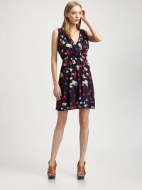 Cheery florals on stretch silk georgette in an effortless draped shift.Surplice necklineGathered shouldersSleevelessBlouson bodiceCenter back zipperAbout 20 from natural waist96% silk/4% spandexDry cleanImportedModel shown is 5'9 (175cm) wearing US size Small. Cheery florals on stretch silk georgette in an effortless draped shift.Surplice necklineGathered shouldersSleevelessBlouson bodiceCenter back zipperAbout 20 from natural waist96% silk/4% spandexDry cleanImportedModel shown is 5'9 (175cm) wearing US size Small.