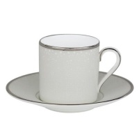 Monique Lhuillier for Royal Doulton Pointe d'Esprit 4-Ounce Espresso Cup and Saucer, Bows, Set of 2 Monique Lhuillier for Royal Doulton Pointe d'Esprit 4-Ounce Espresso Cup and Saucer, Bows, Set of 2