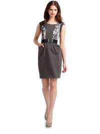 THE LOOKAbstract printblock designSleevelessAngled front pocketsBelted waistBack exposed zip closureTHE FITAbout 35 from shoulder to hemTHE MATERIAL93% rayon/7% spandexSecond fabric: 72% polyester/23% rayon/5% spandexFully linedCARE & ORIGINHand washImportedModel shown is 5'10 (177cm) wearing US size Small. THE LOOKAbstract printblock designSleevelessAngled front pocketsBelted waistBack exposed zip closureTHE FITAbout 35 from shoulder to hemTHE MATERIAL93% rayon/7% spandexSecond fabric: 72% polyester/23% rayon/5% spandexFully linedCARE & ORIGINHand washImportedModel shown is 5'10 (177cm) wearing US size Small.