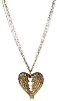 Betsey Johnson Multi-Tone Glass Crystal Heart Wings Pendant Betsey Johnson Multi-Tone Glass Crystal Heart Wings Pendant