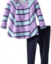 Splendid Littles Baby-Girls Newborn Santorini Stripe Long Sleeve Tunic Legging Set, Grapesicle, 3-6 Months