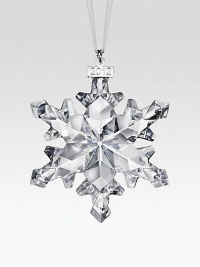 This year's annual ornament is a delightfully detailed, wonderfully collectible snowflake, carefully faceted to catch and reflect the light with endless shimmer.CrystalWhite satin ribbon2012 tagAbout 3.25H X 2.5WMade in Austria This year's annual ornament is a delightfully detailed, wonderfully collectible snowflake, carefully faceted to catch and reflect the light with endless shimmer.CrystalWhite satin ribbon2012 tagAbout 3.25H X 2.5WMade in Austria