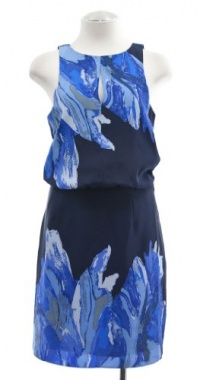 Tibi Navy Multicolored Silk Petals Easy Sleeveless Dress 4 Tibi Navy Multicolored Silk Petals Easy Sleeveless Dress 4