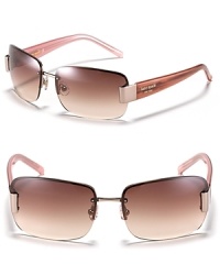 Rectangle frame sunglasses with a rimless silhouette that won't overpower the face.