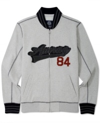 Styled to the letter. This varsity track jacket from American Rag gives you a throwback look. Styled to the letter. This varsity track jacket from American Rag gives you a throwback look.