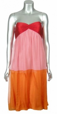 Lbd Laundry by Design Red Pink Orange Chiffon Colorblock Strapless Dress 10 Lbd Laundry by Design Red Pink Orange Chiffon Colorblock Strapless Dress 10