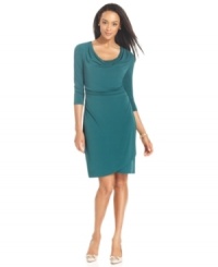 Instantly flattering on nearly every body type, Charter Club's cowl-neck faux-wrap dress comes in bold colors for a richly chic look.