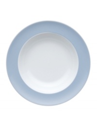 Rosenthal's Sunny Day soup bowl shines on casual tables with sky-blue accents in dishwasher-safe porcelain. A perfect size for pasta, too! Rosenthal's Sunny Day soup bowl shines on casual tables with sky-blue accents in dishwasher-safe porcelain. A perfect size for pasta, too!