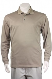 Champions Tour Men's Taupe Textured Stripe Long Sleeve Polo Golf Shirt, XX-Large Champions Tour Men's Taupe Textured Stripe Long Sleeve Polo Golf Shirt, XX-Large