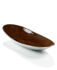 Full of surprises, this handcrafted tray from the Simply Designz collection of serveware and serving dishes features sleek, polished aluminum lined in an earthy amber hue. Use simply for show or make garlic bread and pork tenderloin pop. Full of surprises, this handcrafted tray from the Simply Designz collection of serveware and serving dishes features sleek, polished aluminum lined in an earthy amber hue. Use simply for show or make garlic bread and pork tenderloin pop.