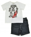 Kids Headquarters Baby-boys Infant 2 Piece Skateboarding Robot Short Set