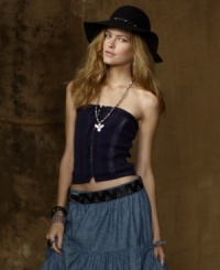Embellished with a lace-up front and rendered in a ribbed knit, Denim & Supply Ralph Lauren's cropped bustier exudes modern urban glamour, taking you from day to night. Embellished with a lace-up front and rendered in a ribbed knit, Denim & Supply Ralph Lauren's cropped bustier exudes modern urban glamour, taking you from day to night.