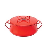 Preparing and presenting favorite dishes gets a bright, modern twist with this colorful casserole from Dansk. Expertly constructed of steel for longstanding durability, it's coated in easy-to-clean enamel and detailed with slim, stylized handles.