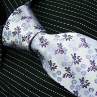 Brand New B. Boss Purple Silver Florals Silk Mens Neck Tie Zl1107 148cm*9cm Purple,Silver