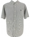 Polo Ralph Lauren Mens Classic Fit Mens Short Sleeve Seersucker Shirt Gray White Stripes