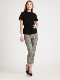 Perfectly printed, these cropped pants feature a convenient side zipper for the ultimate sleek look.Side zipperBack slitInseam, about 2763% cotton, 33% polyester, 4% elastaneDry cleanMade in ItalyModel shown is 5'10½ (179cm) wearing US size 4. Perfectly printed, these cropped pants feature a convenient side zipper for the ultimate sleek look.Side zipperBack slitInseam, about 2763% cotton, 33% polyester, 4% elastaneDry cleanMade in ItalyModel shown is 5'10½ (179cm) wearing US size 4.
