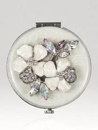 Jay Strongwater brings back old Hollywood glamour with this charming mirrored compact embellished with hand enameling and hand-set Swarovski crystals.Enamel and crystalSilvertoneHandmade, hand-enameled and hand-set2 diameterImported Jay Strongwater brings back old Hollywood glamour with this charming mirrored compact embellished with hand enameling and hand-set Swarovski crystals.Enamel and crystalSilvertoneHandmade, hand-enameled and hand-set2 diameterImported