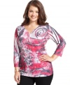 Revamp your casual look with Style&co.'s plus size henley top, highlighted by a sublimated print-- it's an Everyday Value!