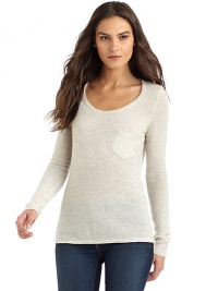 THE LOOKScoop necklinePullover styleLong sleevesSingle chest pocketLonger back hemTHE FITAbout 29 from shoulder to hemTHE MATERIALCashmereCARE & ORIGINDry cleanImported THE LOOKScoop necklinePullover styleLong sleevesSingle chest pocketLonger back hemTHE FITAbout 29 from shoulder to hemTHE MATERIALCashmereCARE & ORIGINDry cleanImported