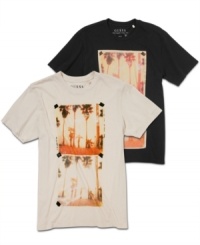 Like an old-fashioned photo, this Guess t-shirt lets you recall the lazy, hazy days--all year round. Like an old-fashioned photo, this Guess t-shirt lets you recall the lazy, hazy days--all year round.