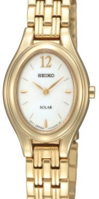 Seiko Women's SUP008 Two-Tone Solar Silver Oval Dial Watch