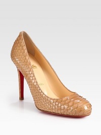 Genuine python is coated with a high shine finish for a glossy new take on iconic pumps. Self-covered heel, 4 (100mm)Python upper with a gloss finishLeather liningSignature red leather solePadded insoleMade in Italy Genuine python is coated with a high shine finish for a glossy new take on iconic pumps. Self-covered heel, 4 (100mm)Python upper with a gloss finishLeather liningSignature red leather solePadded insoleMade in Italy
